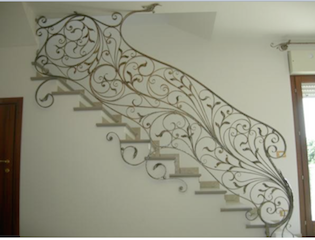 Rampe, escalier, en, fer, forgé, ferronnerie, d’Art,